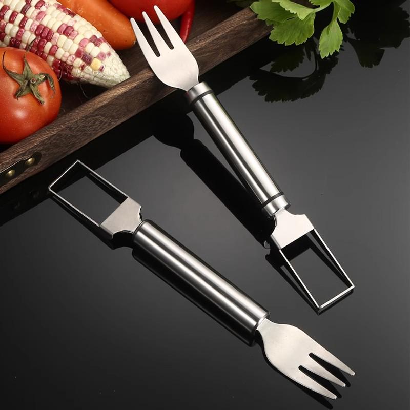 Stainless Steel Double-Headed Watermelon Slicer & Fruit Fork Tool.