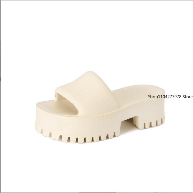 Fashion Punk Chunky Heels Mules Shoes Sandals For Women Rivet Platform Slide Sandals Open Toe Summer Street Goth Shoes Beach Shoes