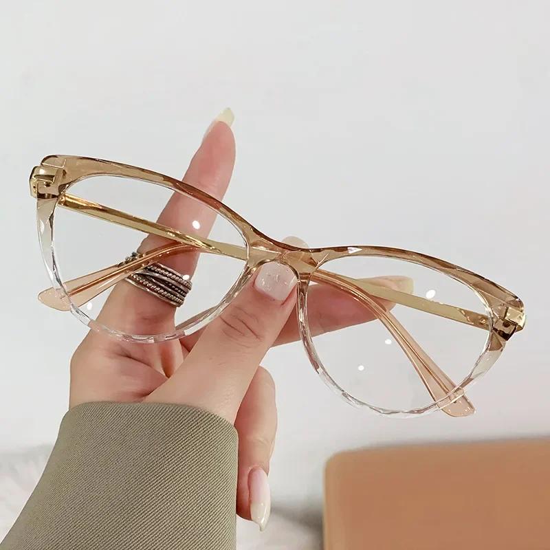 Vintage Cat Eye Frame Women Anti Blue Light Glasses Transparent Clear Optical Eyewear for Ladies