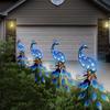 Blue Peacock Solar Light, 40' Glass Garden Decor Outdoor Stake for Lawn, Patio, Gift for Mom
