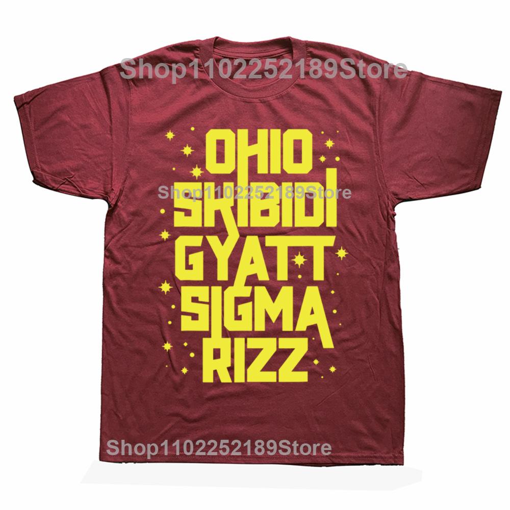 Skibidi Rizz Gyatt Ohio Funny Rizzler Gift Toilet Meme T-shirts Men Fashion Casual Tshirt 100% Cotton Loose Oversized T Shirt