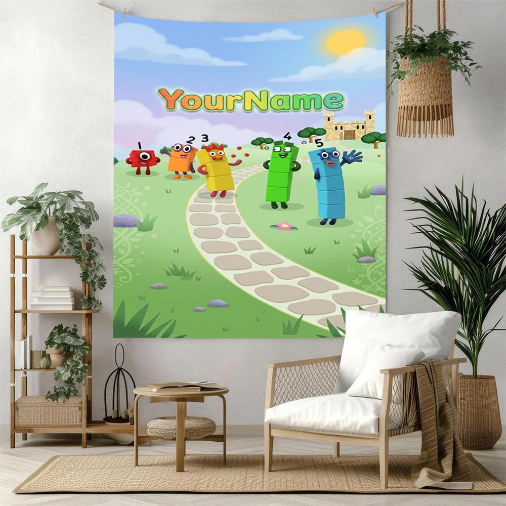 Numberblocks Vlastní jméno Nástěnná dekorace Gobelín Umění Pro památku mazlíčka Narozeniny Svatba Párty Pozadí Rodinný dárek