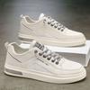 Men's Spring-Summer Breathable Hollow Mesh Casual Lightweight Board Shoes, Versatile Trendy White Footwear For Students.