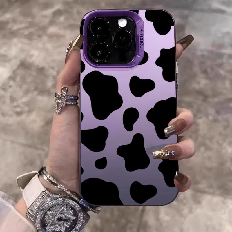 Black Leopard Print Electroplate Silver Phone Case For iPhone 17 16 15 14 13 12 11 Pro Max 17 Air 16E 7 8 Plus X XS XR Cover