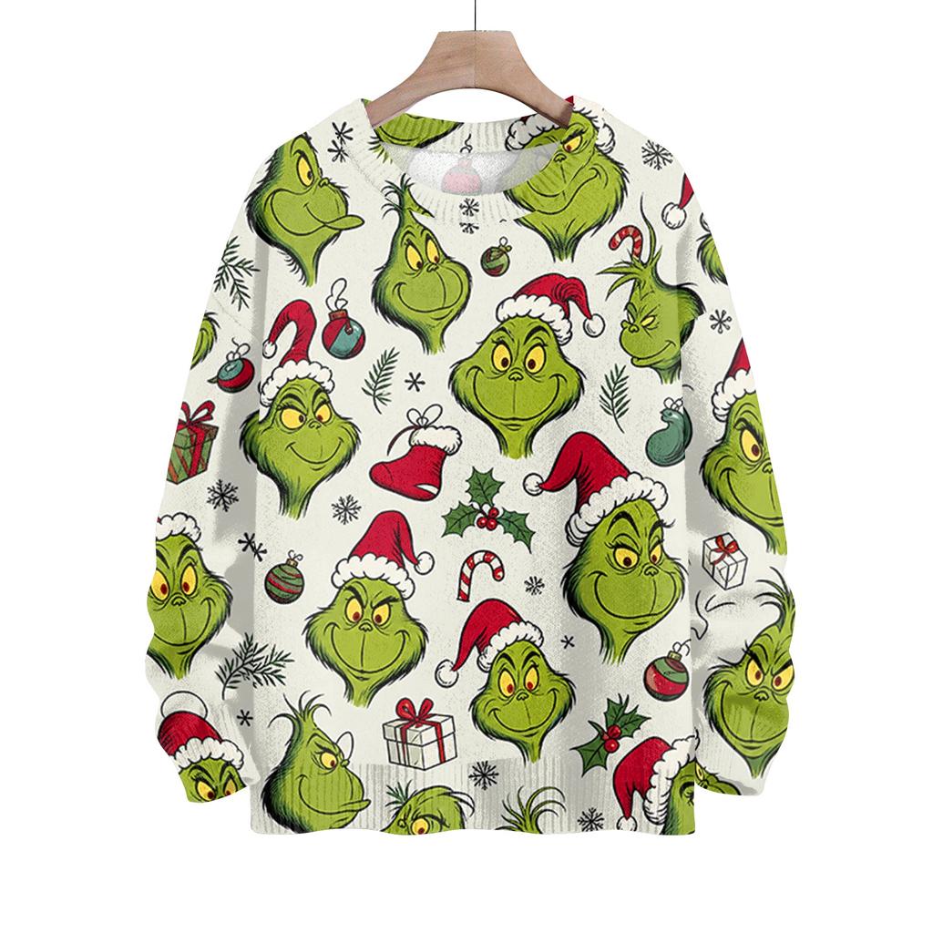 Women's Casual Christmas Print Long Sleeve Neck Knit Sweater