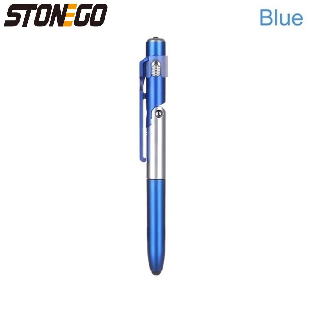 

STONEGO 4 in 1 Multifunction Ballpoint Pen with LED Light Fold Phone Holder Night Read Writing Pencil Office Student Stationery синій