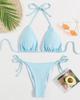 Bikini perizoma con coppe triangolari multicolore 2024: Costume da bagno sexy con allacciatura all'americana, a vita bassa per donna