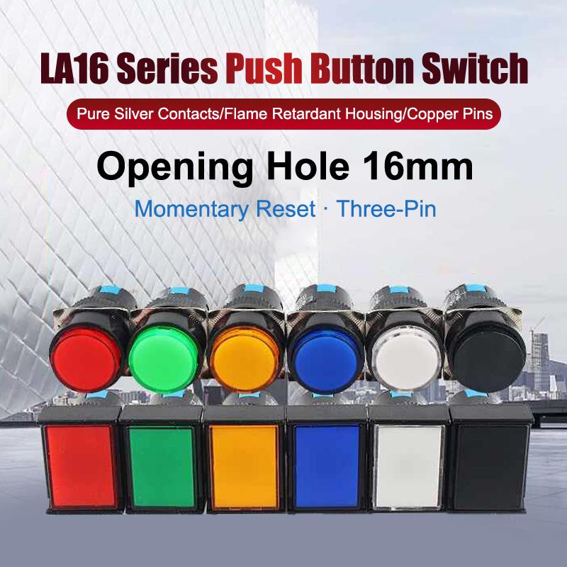 16Mm La16Y/J/F-11 Ab6-Mr Round Rectangle Self-Reset Push Button Switches Power Switch 1No1Nc