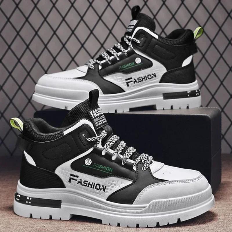 Fashion Men PU Leather Casual Sneakers Men Breathable Comforts Platform Walking Sport Shoes Casual Board Shoes