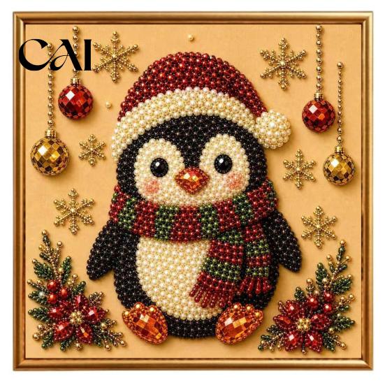 Holiday DIY Projects for Family Christmas Faux Pearl Painting Art Kit with Frame, Santa Decorative Wall Making Beads Craft Adults Beginner,