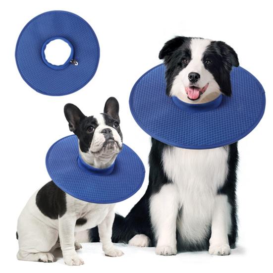 Coleira para animais de estimação macia, confortável, anti-lambedura, anti-mordida, fria, absorvente, ajustável, respirável, malha, coleira de recuperação para cães para cura pós-cirúrgica