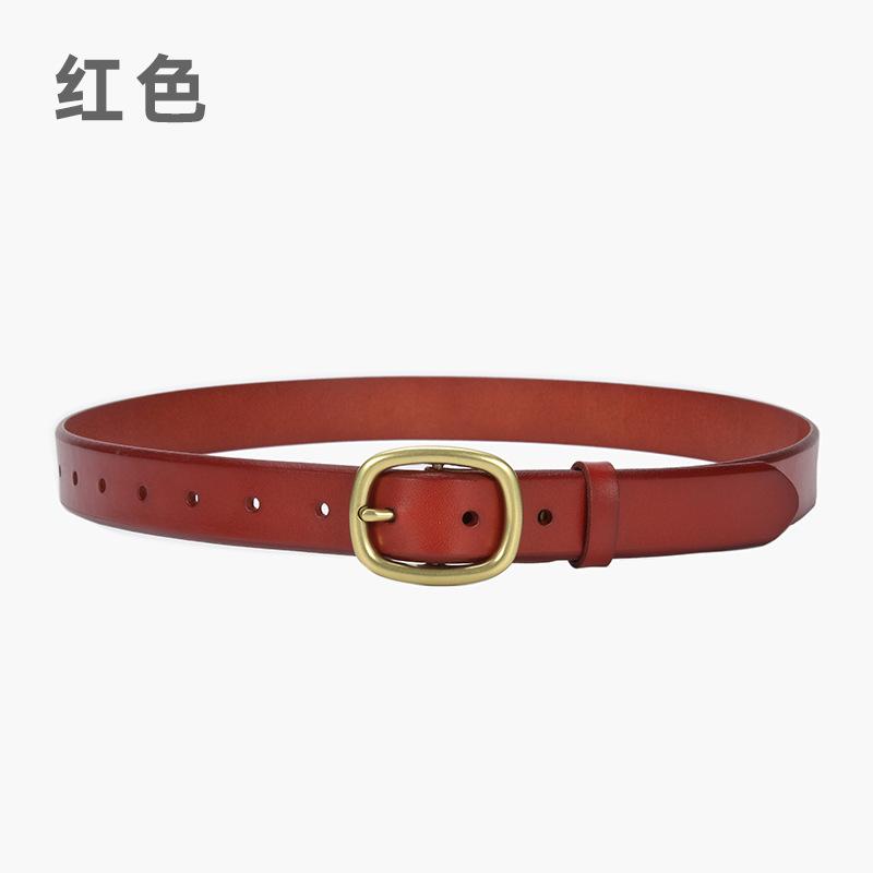 Women'S Genuine Leather Belt Single-Layer Pure Cowhide First-Layer Retro Japanese Buckle Belt