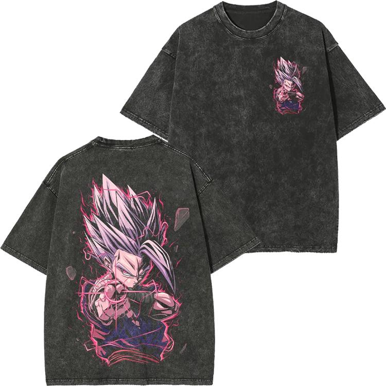 Dragon Ball Animation Printed Tshirt Mens and Womens Washed Tshirt High Quality Vintage Cotton Tshirt Harajuku Tops