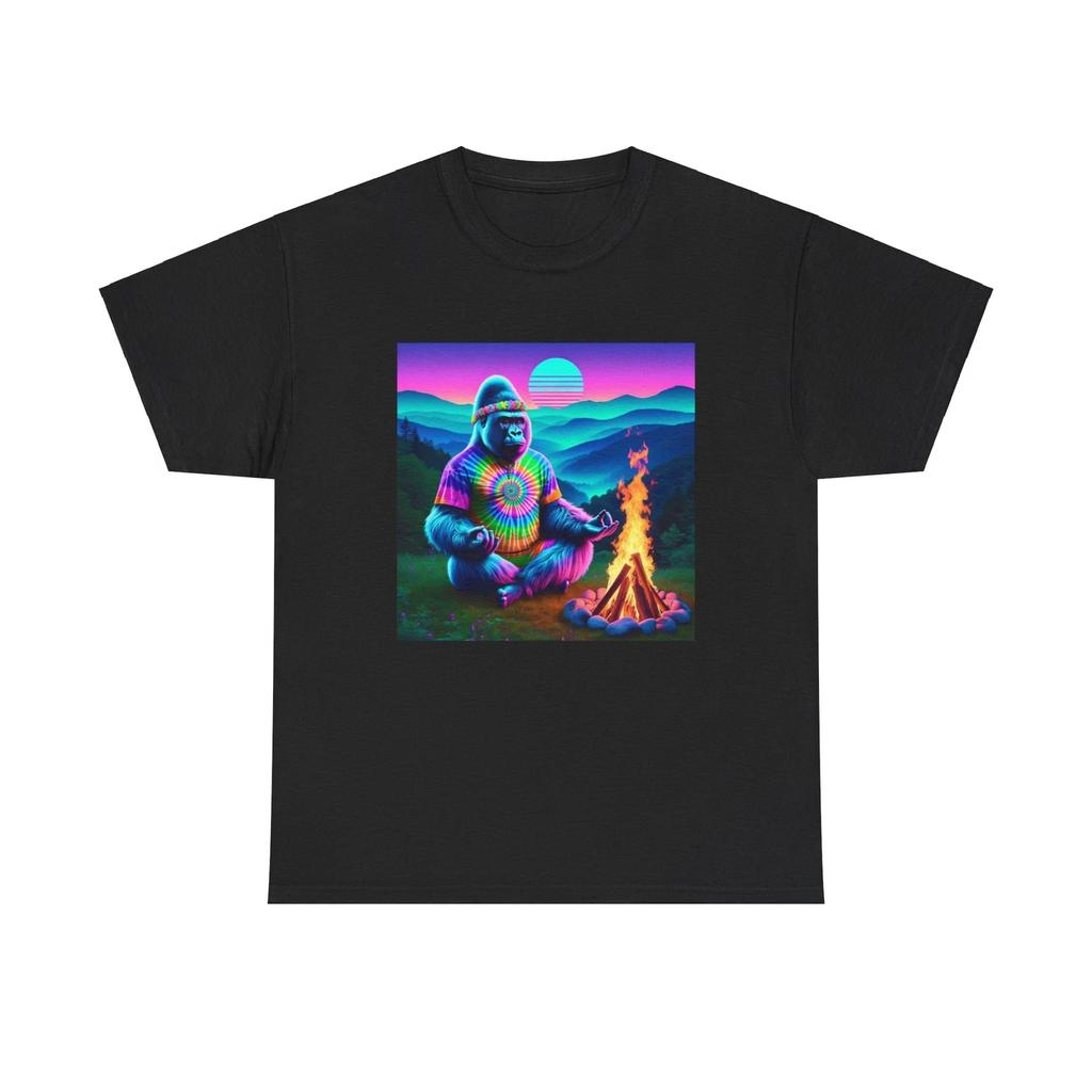 Unisex Adult T Shirt Meditating Gorilla Tie Dye Third Eye Blue Ridge Mountain