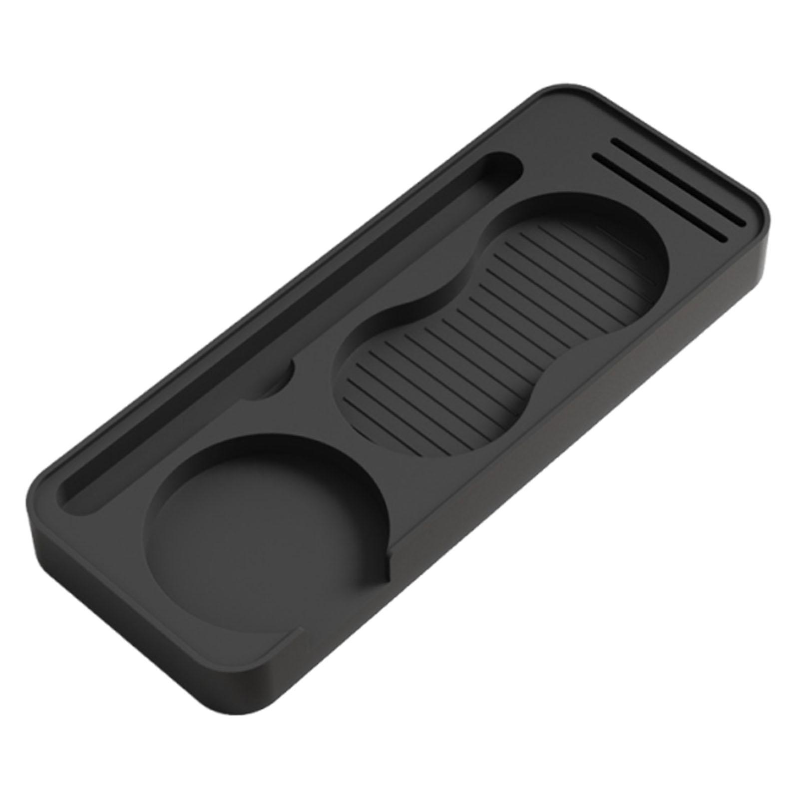

Silicone Coffee Tamping Mat with Storage Heat Resistant Waterproof Professional with Raised Edges Lightweight 24x9.4x2.2cm чорний