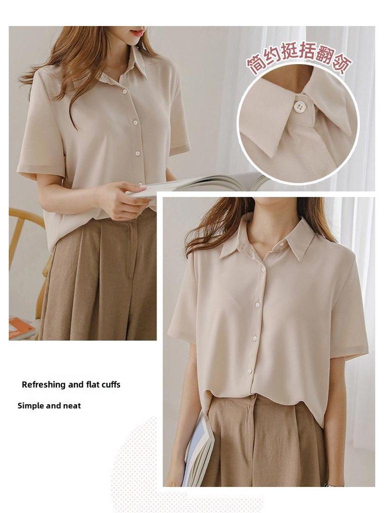 Damen Slim Fit French Drape Einfarbige Sommerbluse