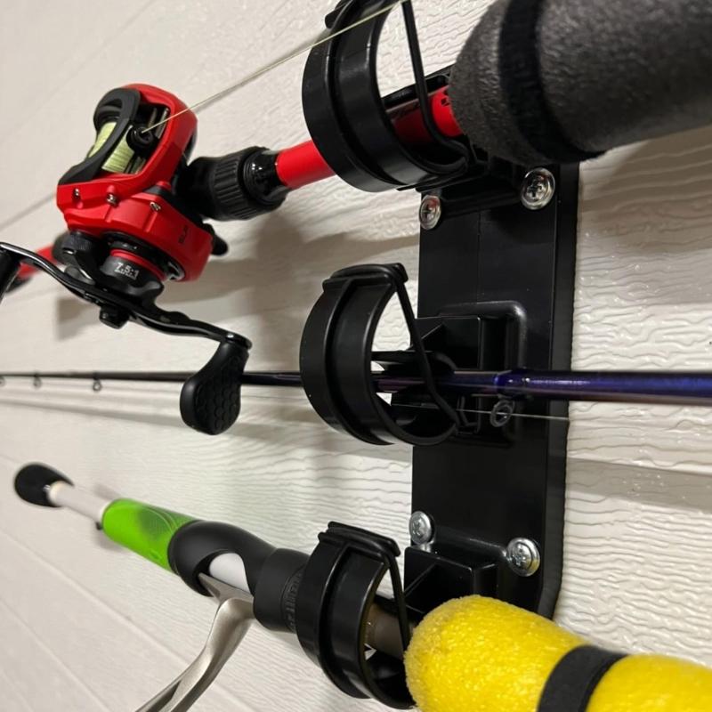 Light Weight Fishing Poles Rack Wall Mounted Fishing Rod Holder Horizontal Support 3 Rod Rack for Boats/Wall/Truck Bed