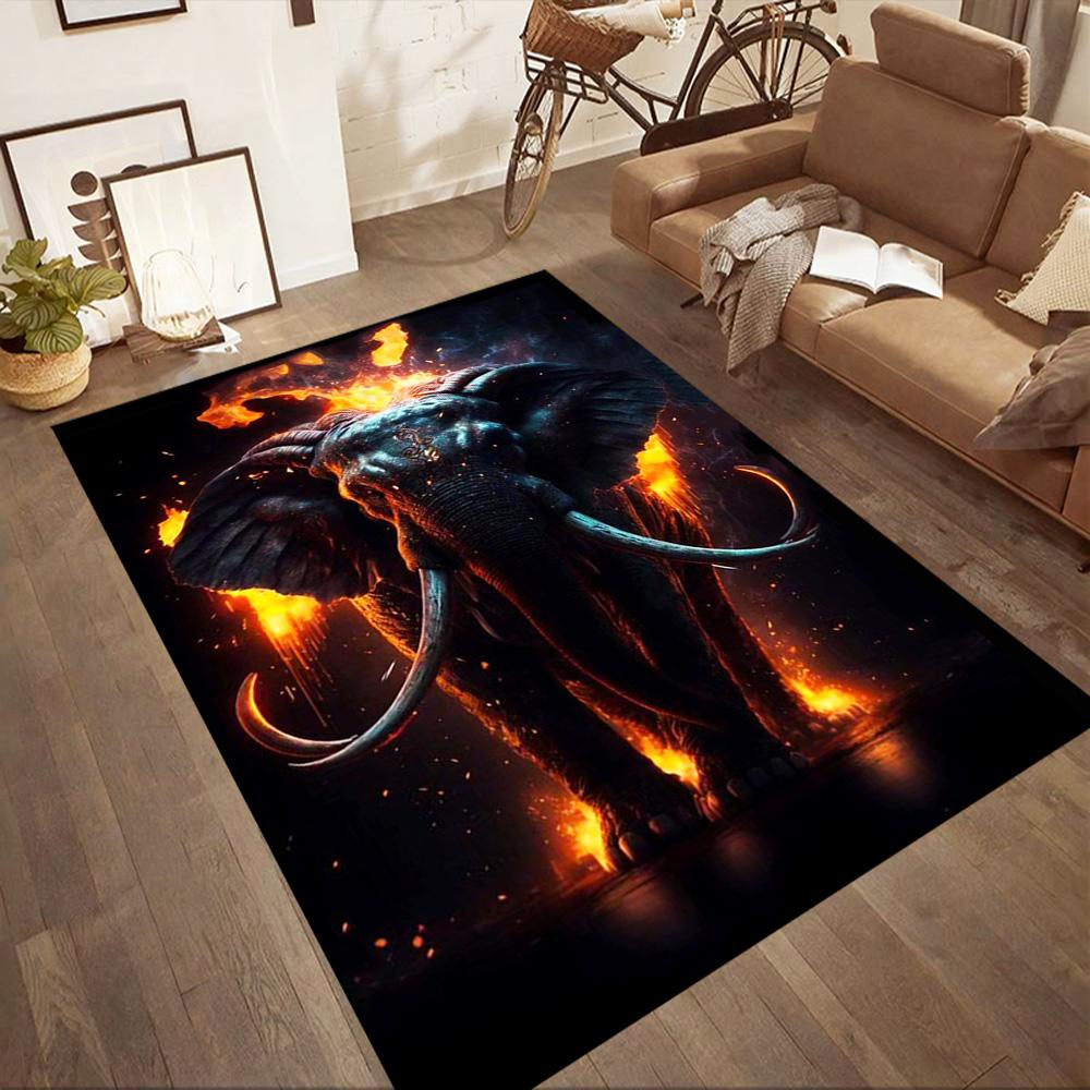 Colorful Elephant Artwork Floor Mats for Living Room, Bedroom and Room Decoration Are Suitable for Gifts.