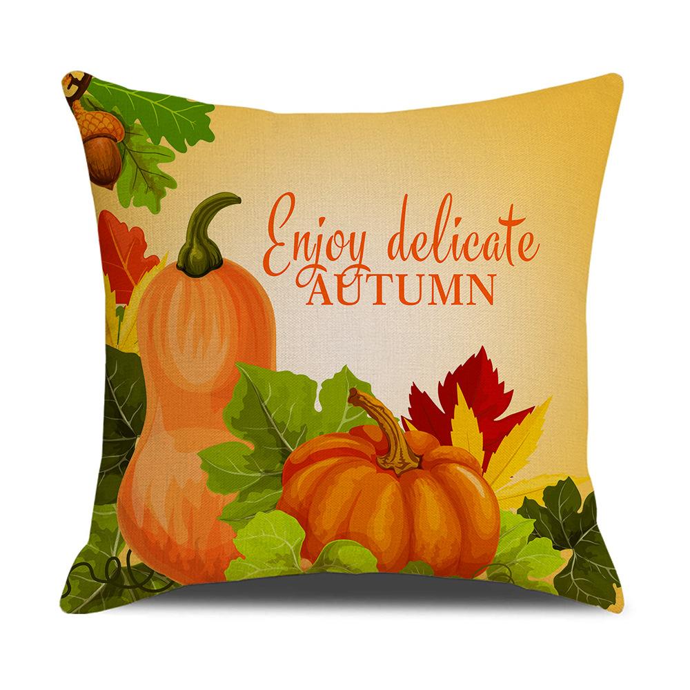Harvest Series Cushion Cover Yellow Autumn Pumpkin Maple Leaf Pillow Cushion Cover Home Cushion Cover