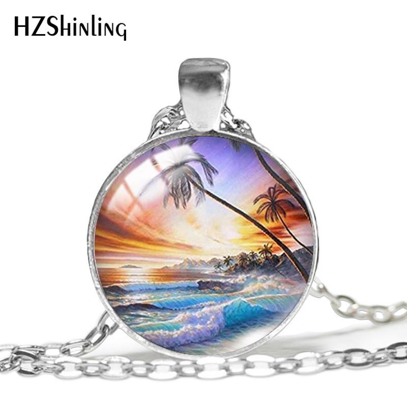 Elegant Silver Necklace With Stunning Paris Eiffel Tower And Beach Palm Tree Design