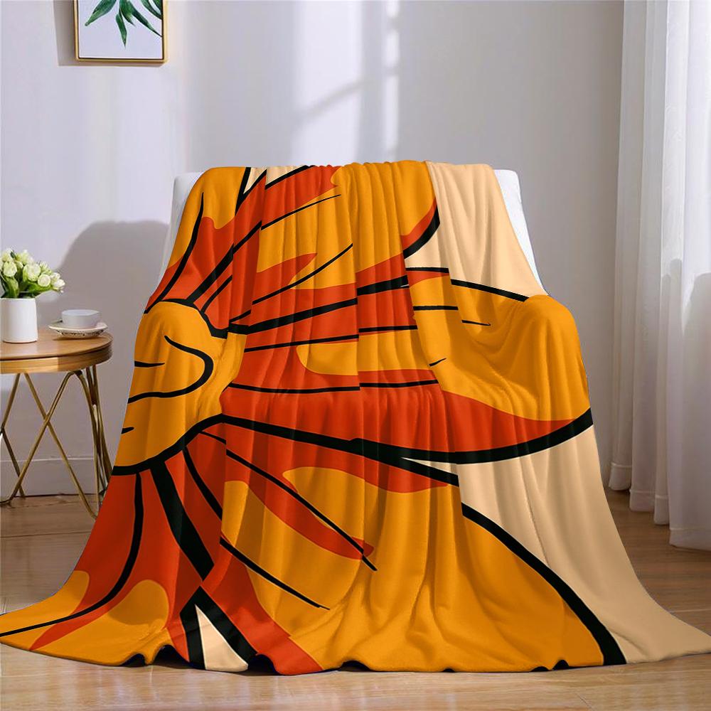Kräftige Orangefarbene Blume Flanelldecke Warm Weich Halloween Weihnachten Sofa Warm Gemütlich Dekoratives Dekor Geschenk Für Alle Jahreszeiten