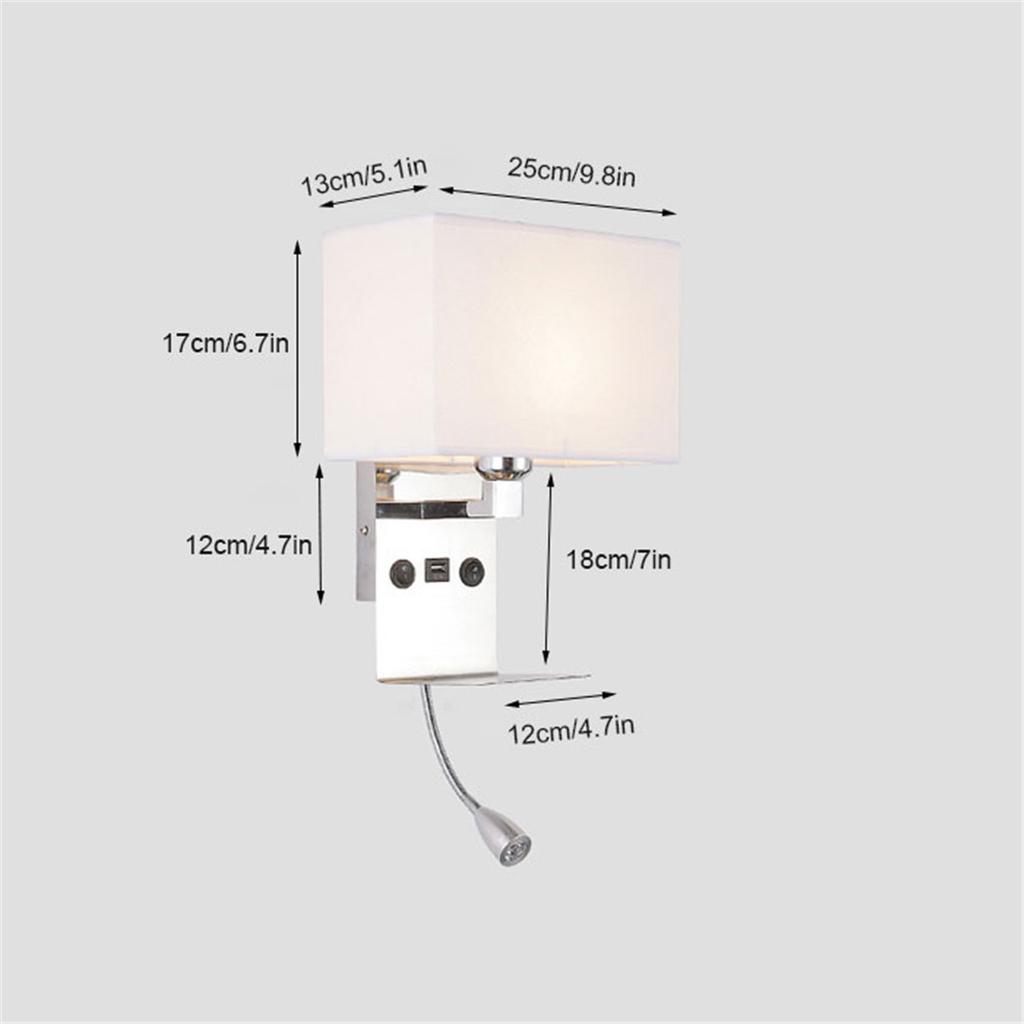 Minimalist Wall Lamp Bedside Lamp Reading Lamp with Switch Mobile Phone Holder Rechargeable Hotel Bedroom Room Wall Lights