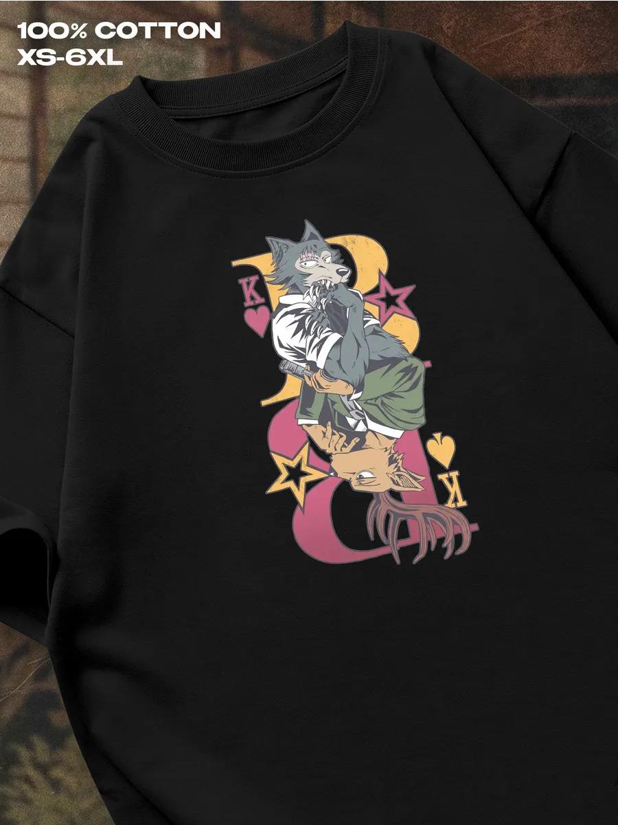 

Футболка Beastars Легоши Мужская футболка Женские футболки с принтом букв Футболка с коротким рукавом Повседневная уличная футболка Топ XXL