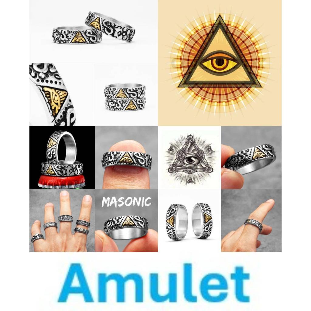 Ring Ancient Egypt Eye God Egyptian Triangle Amulet Talisman Stainless Steel Protect Power Jewelry Gift Hip Hop Rock Goth Gothic