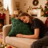 Christmas Lights Embroidered Pillow Case American Retro Living Room Sofa Pillow Cushion Christmas Atmosphere Home Decoration