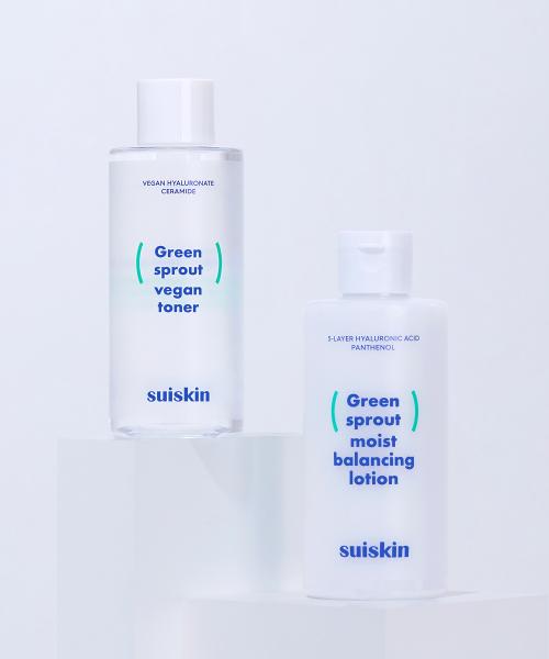 Suiskin Young Sprout Clean Toner 200ml + Lotion 210ml Set (Bonus Collagen Ampoule 10ml)