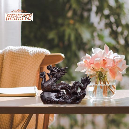 Dragon Ornament Wooden Chinese Zodiac Dragon Statue, Wealth Good Luck Decor