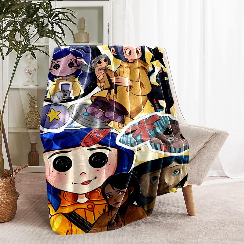 1pc Blanket - Coraline Print Design, Lightweight Blanket for Sofa, Bed- Soft &Warm, Gift for All Seasons
