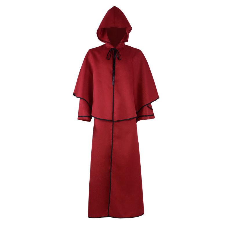 Halloween Costume Medieval 5-color Hooded Cape Retro Robe, Wizard Death Cape Costume