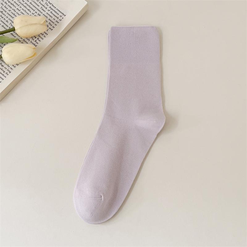 Women Socks Thin Summer New Solid Colorful Plain Crew Socks Casual Girls Trendy Simple Breathable Anti-pilling Loose Socks