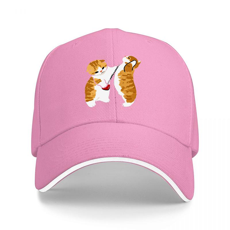 Cute Squirrel Couple Embroidered Black Baseball Cap Fashion Animal Design Hat for Unisex and Women Outdoor Wear
