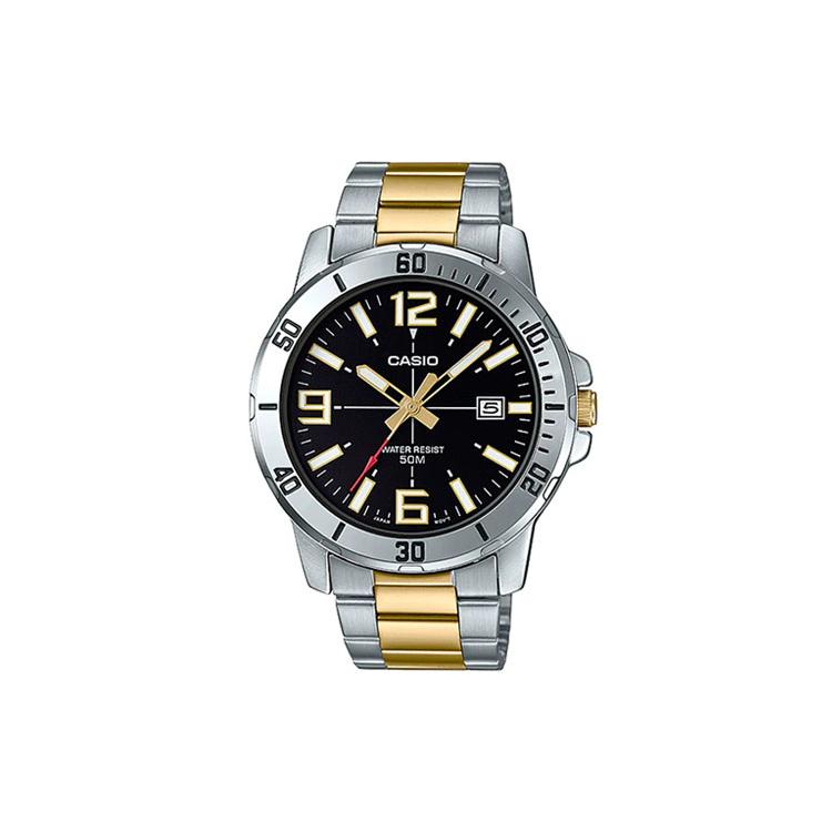 CASIO Men Standard Series 49mm Black Watch MTP-VD01SG-1B MTP-VD01SG-1B Silver Watch Case