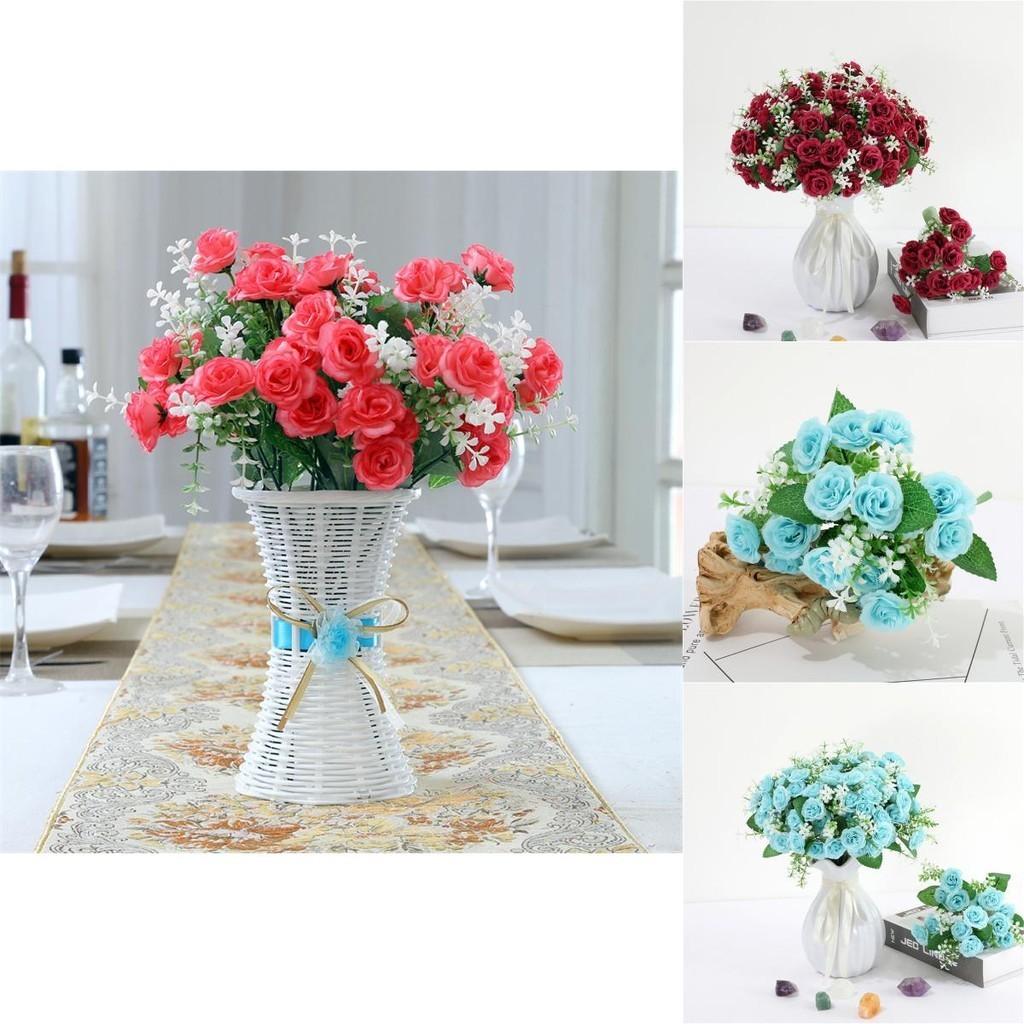 Vibrant 15 Heads Fake Rose Silk Flower Bouquet Ideal For Home And Party Decoration