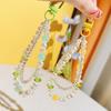 Double Layer Flower Beaded Pendant Phone Charm Hanging Rope Cute Phone Chain Strap Bag Decoration Keychain Accessories
