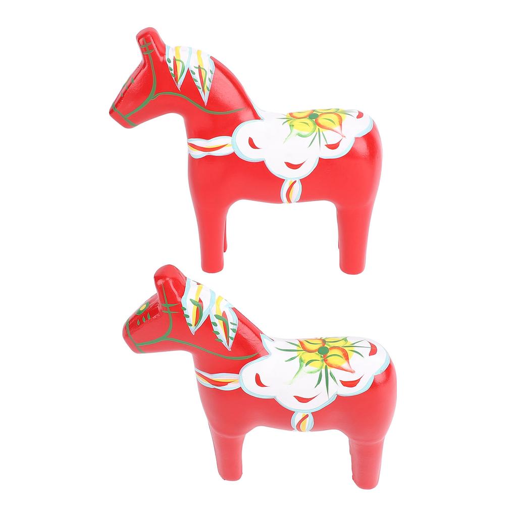 2pcs Hand Painted Swedish Wooden Horse Figurine Dalecarlian Horse Ornaments for Home Wedding Supplies