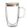 Transparenter doppelwandiger Becher mit Deckel, verdickter Kaffeebecher, doppelter Milchbecher