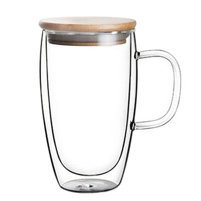 Transparent Double Wall Cup with Lid Thickened Coffee Cup Double Milk Cup