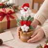 Desktop Ornament for Shelf Crochet Potted Santa Plant Handmade Christmas Ornament Decorative Desk Accessories Flower Plant Home Office Bookshelf