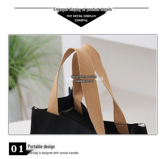 2024 Originale japanische Canvas-Tragetasche mit Reißverschluss - Vielseitige Damen-Eimer-Tasche für Bento-Lunchboxen