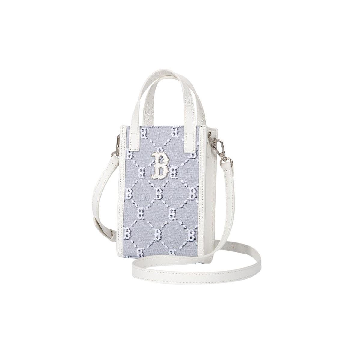 

MLB Monogram Series Vintage Floral Printed Letter Logo Boston Red Sox Tote Bag Unisex Tote Bag Gray White 3ACRH012N-43GRS Gray White