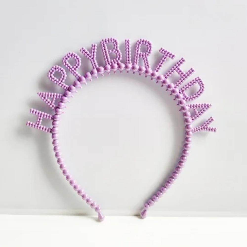New Pearl Hair Band Happy Birthday English Letter Headband Children's Birthday Party Jewelry Gift Hair Accessories for Girls