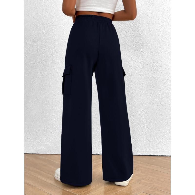 2025 Fashion Loose Casual Wide-leg Women Long Pants Drawstring Solid Color Pockets Sweatpants Office Autumn Wintercasual Jogging Pants Simple Trousers
