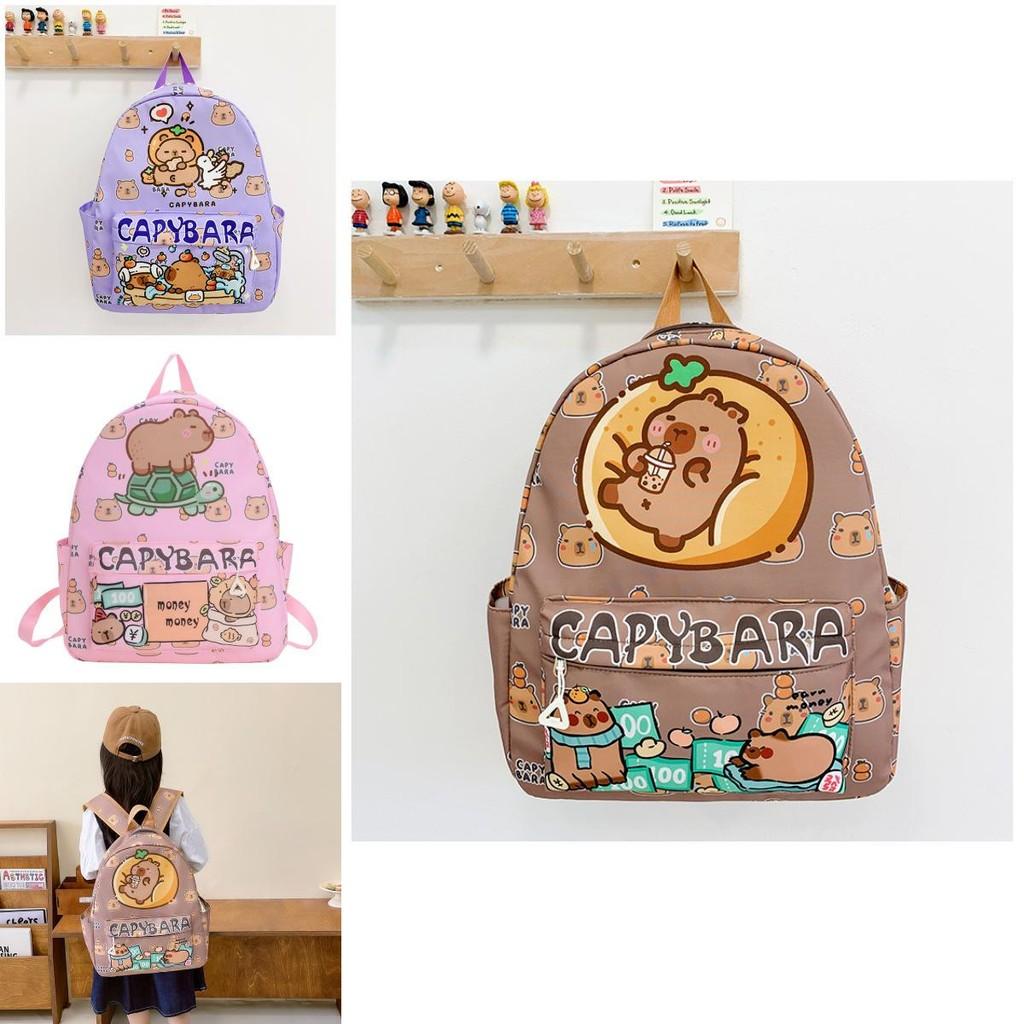Playful Capybara Illustrations Kids Backpack Generous Size Lightweight For Small Kids