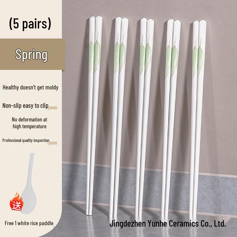 High-Grade Non-Slip Ceramic Chopsticks: Easy Clean, Mold & Drop Resistant, Heat Durable, Colorfast