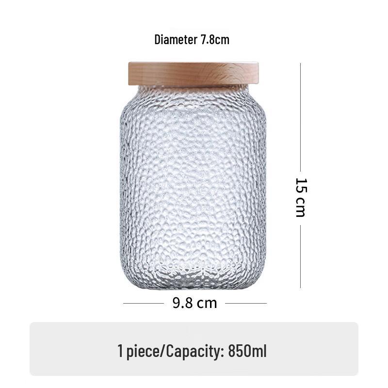

ZISIZ Hammered Glass Storage Jar with Wood Lid