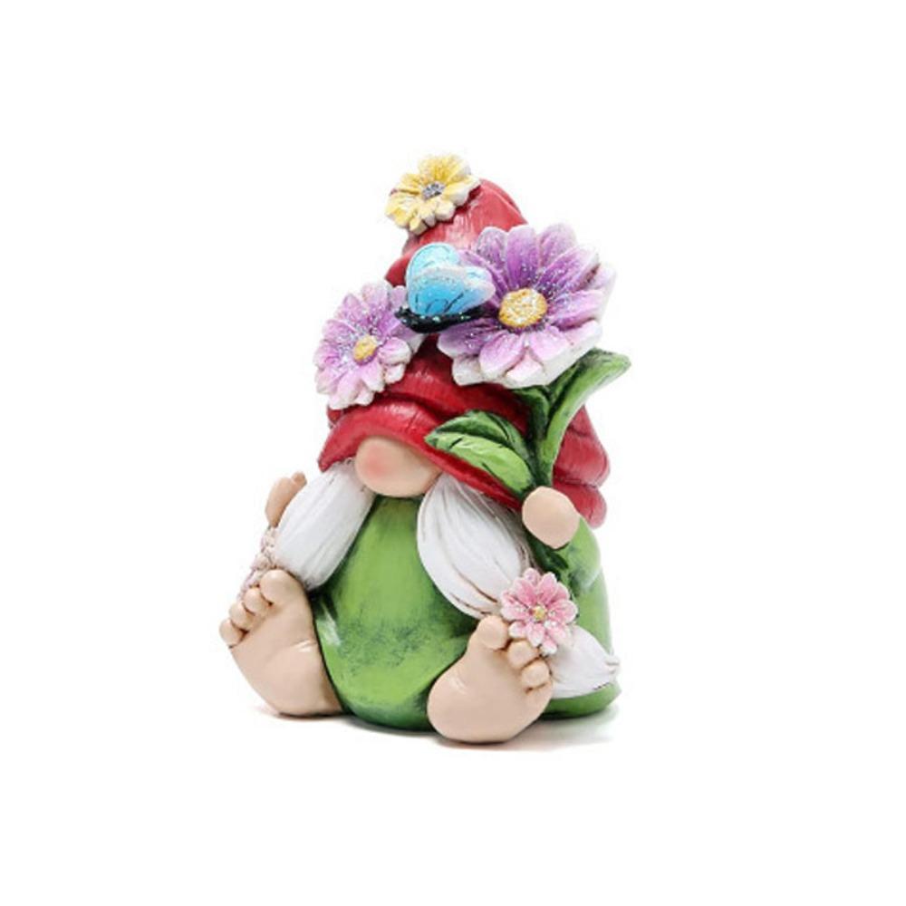 Stolní miniatury Květinový elf soška Zábavná ozdoba Mikro-krajina Trpaslík sedící soška Dekorace zahrady Pryskyřice Gnome řemesla Velikonoce